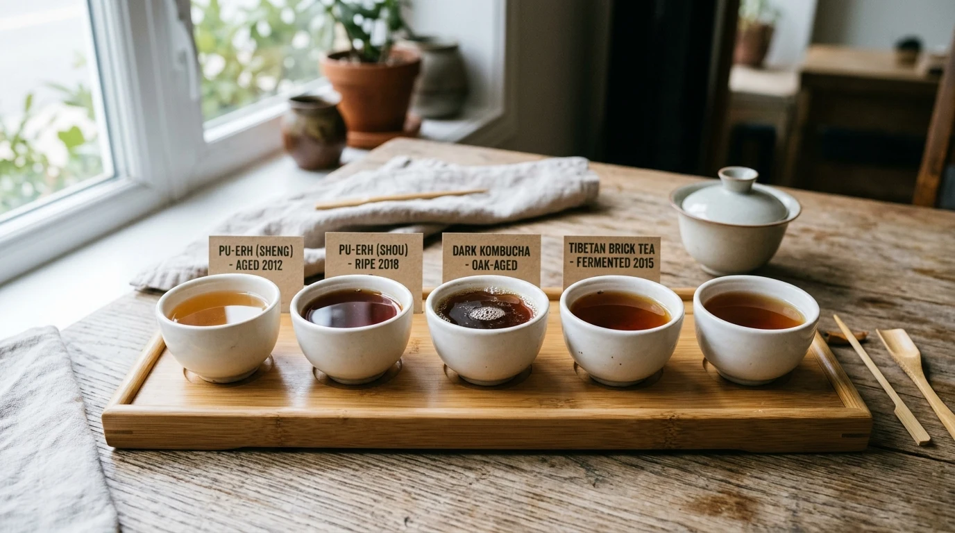 What Does Fermented Tea Taste Like? Sensory Guide to Pu-erh, Kombucha & Dark Teas 1 what does fermented tea taste like (AI Generated Image)